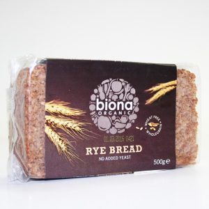 Biona Rye Bread Wholegrain 500g pack No added Yeast