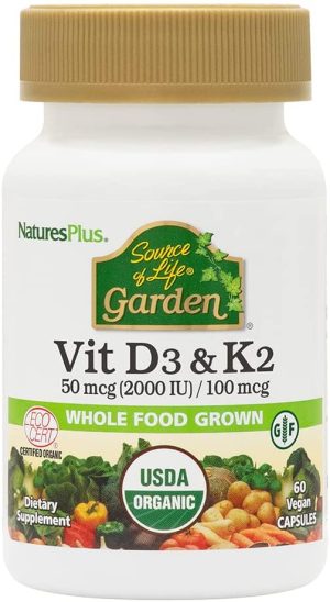 natures Plus  Vitamin D3 & K2 60 V Caps